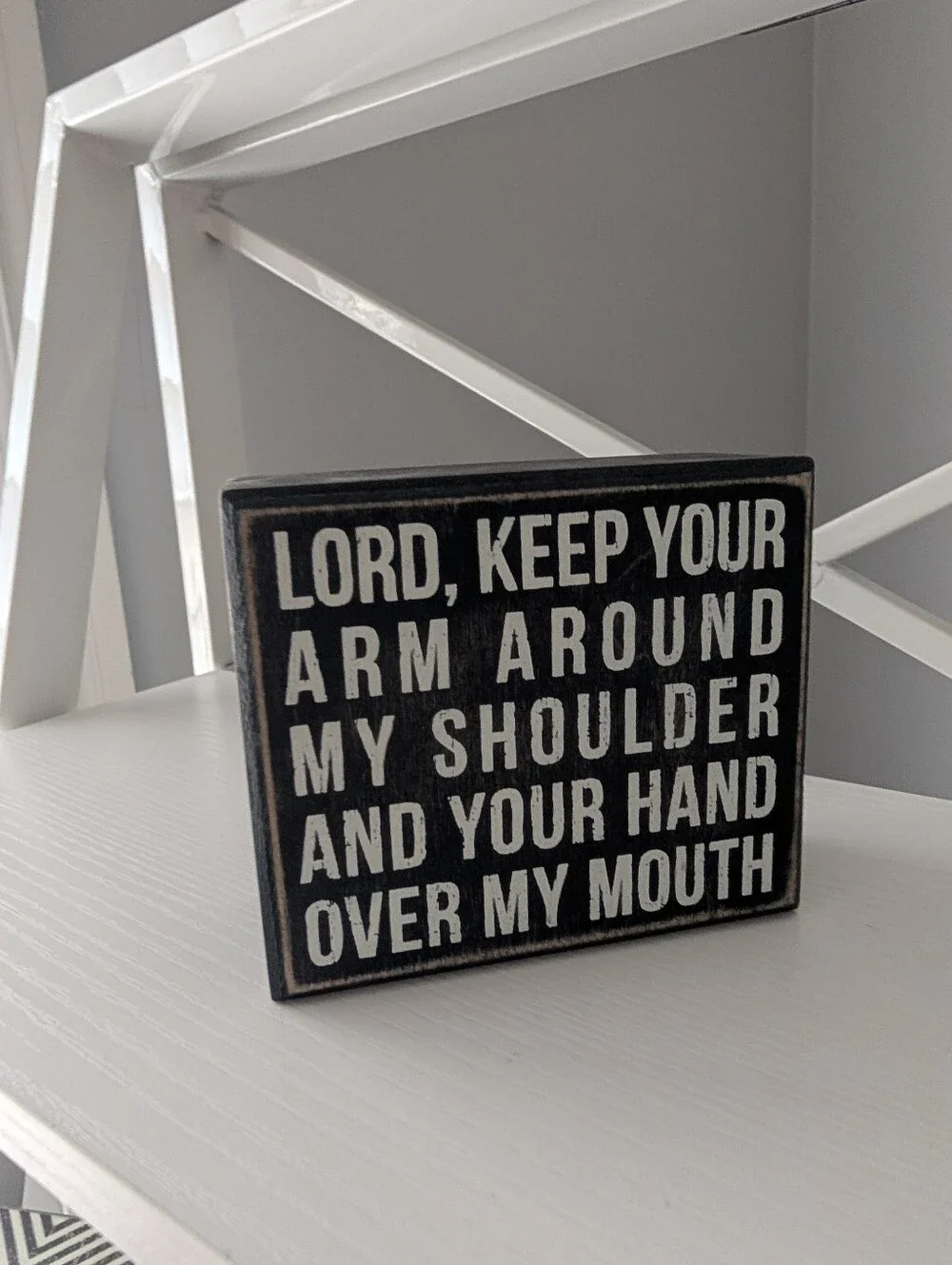 Primitives by Kathy Black and White Wooden Prayer Sign